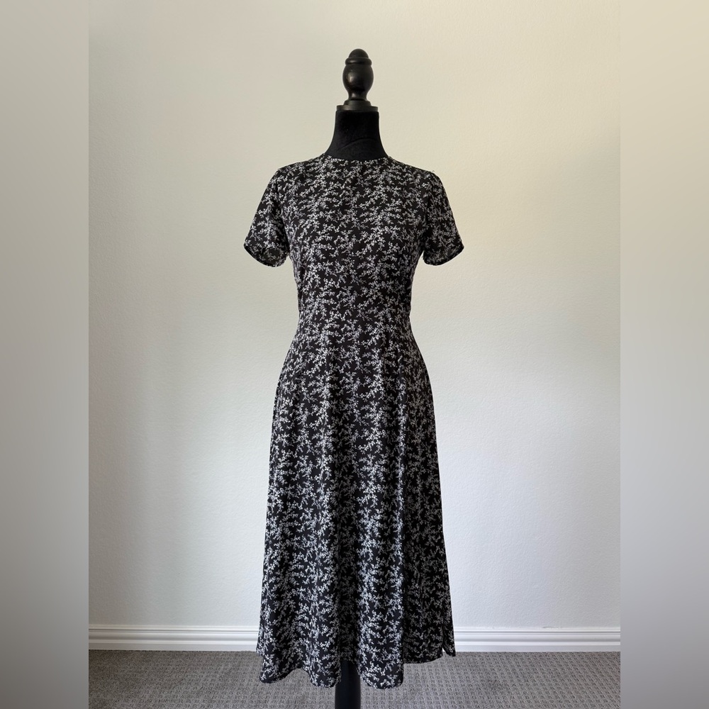 Floral Black and White Dress